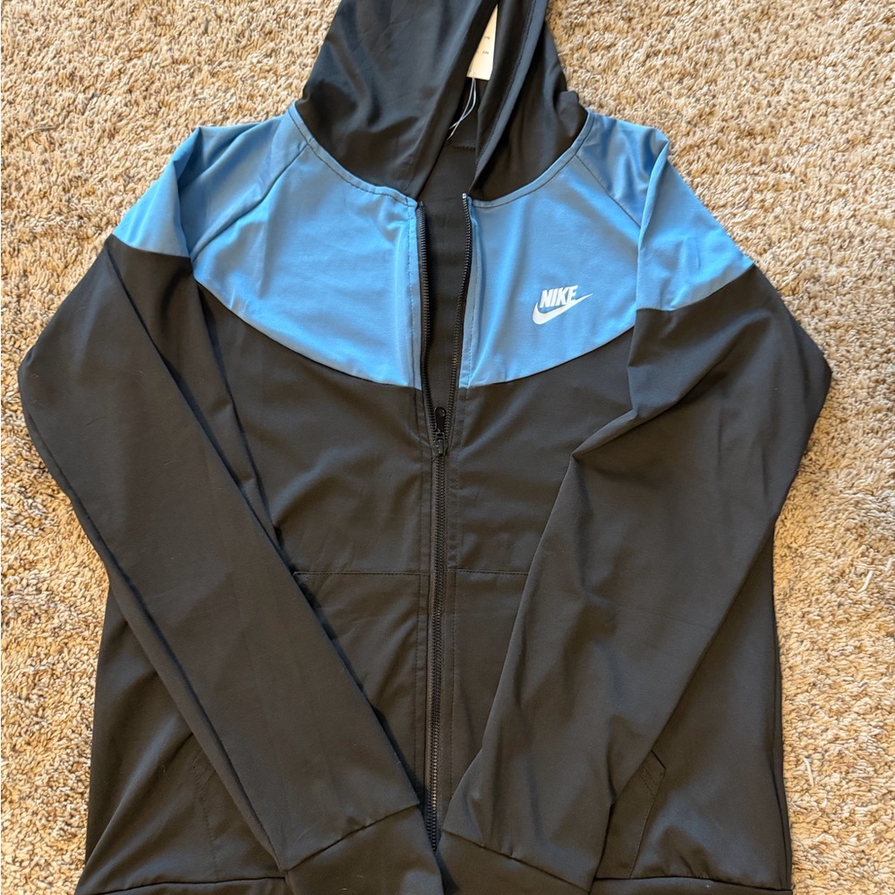Black and Light Blue Zip-Up Hoodie with Tank and Joggers
